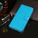 For Alcatel 1 2021 idewei Crazy Horse Texture Horizontal Flip Leather Case with Holder & Card Slots & Wallet(Sky Blue)