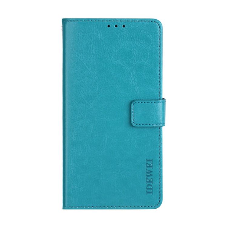 For Alcatel 1 2021 idewei Crazy Horse Texture Horizontal Flip Leather Case with Holder & Card Slots & Wallet(Sky Blue)