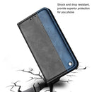Business Solid Color Stitching Horizontal Flip Leather Case with Holder & Card Slots For iPhone 13 Pro Max(Blue)