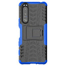 For Sony Xperia 5 III Tire Texture Shockproof TPU+PC Protective Case with Holder(Blue)
