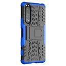 For Sony Xperia 5 III Tire Texture Shockproof TPU+PC Protective Case with Holder(Blue)