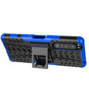 For Sony Xperia 5 III Tire Texture Shockproof TPU+PC Protective Case with Holder(Blue)