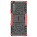 For Sony Xperia 10 III Tire Texture Shockproof TPU+PC Protective Case with Holder(Red)