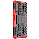 For Sony Xperia 10 III Tire Texture Shockproof TPU+PC Protective Case with Holder(Red)