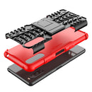 For Sony Xperia 10 III Tire Texture Shockproof TPU+PC Protective Case with Holder(Red)