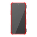 For Xiaomi Redmi K40 Gaming Tire Texture Shockproof TPU+PC Protective Case with Holder(Red)
