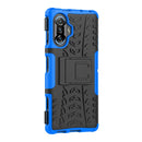 For Xiaomi Redmi K40 Gaming Tire Texture Shockproof TPU+PC Protective Case with Holder(Blue)