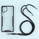 For Samsung Galaxy A12 5G Acrylic + Color TPU Shockproof Case with Neck Lanyard(Black)