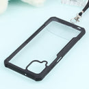 For Samsung Galaxy A12 5G Acrylic + Color TPU Shockproof Case with Neck Lanyard(Black)