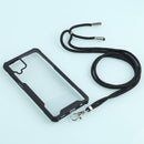 For Samsung Galaxy A12 5G Acrylic + Color TPU Shockproof Case with Neck Lanyard(Black)