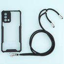 For OPPO A74 4G/F19 Acrylic + Color TPU Shockproof Case with Neck Lanyard(Black)