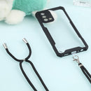 For OPPO A74 4G/F19 Acrylic + Color TPU Shockproof Case with Neck Lanyard(Black)