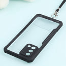For OPPO A74 4G/F19 Acrylic + Color TPU Shockproof Case with Neck Lanyard(Black)