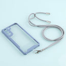 For Samsung Galaxy S21 FE Acrylic + Color TPU Shockproof Case with Neck Lanyard(Milk Grey)