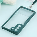 For Samsung Galaxy S21 FE Acrylic + Color TPU Shockproof Case with Neck Lanyard(Dark Green)