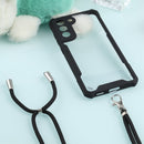 For Samsung Galaxy S21 FE Acrylic + Color TPU Shockproof Case with Neck Lanyard(Black)