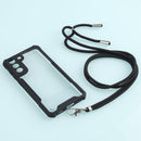 For Samsung Galaxy S21 FE Acrylic + Color TPU Shockproof Case with Neck Lanyard(Black)