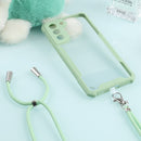 For Samsung Galaxy S21 FE Acrylic + Color TPU Shockproof Case with Neck Lanyard(Avocado)