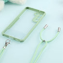 For Samsung Galaxy S21 FE Acrylic + Color TPU Shockproof Case with Neck Lanyard(Avocado)