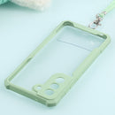 For Samsung Galaxy S21 FE Acrylic + Color TPU Shockproof Case with Neck Lanyard(Avocado)