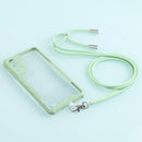 For Samsung Galaxy S21 FE Acrylic + Color TPU Shockproof Case with Neck Lanyard(Avocado)