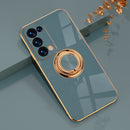 For OPPO Reno6 Pro+ 5G 6D Electroplating Full Coverage Silicone Protective Case with Magnetic Ring Holder(Gray)