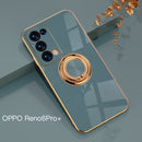 For OPPO Reno6 Pro+ 5G 6D Electroplating Full Coverage Silicone Protective Case with Magnetic Ring Holder(Gray)