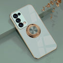 For OPPO Reno6 Pro+ 5G 6D Electroplating Full Coverage Silicone Protective Case with Magnetic Ring Holder(Light Cyan)