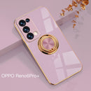 For OPPO Reno6 Pro+ 5G 6D Electroplating Full Coverage Silicone Protective Case with Magnetic Ring Holder(Light Purple)