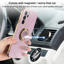 For OPPO Reno6 Pro+ 5G 6D Electroplating Full Coverage Silicone Protective Case with Magnetic Ring Holder(Light Purple)