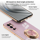 For OPPO Reno6 Pro+ 5G 6D Electroplating Full Coverage Silicone Protective Case with Magnetic Ring Holder(Black)