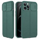Litchi Texture Sliding Camshield TPU Protective Case For iPhone 12(Dark Green)