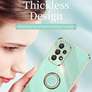 For Samsung Galaxy A52 5G XINLI Straight 6D Plating Gold Edge TPU Shockproof Case with Ring Holder(Hawthorn Red)