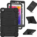 For Samsung Galaxy Tab A8.0 2019 T290 3-Layer Protection Screen Frame + PC + Silicone Shockproof Combination Case with Holder(Black+Black)