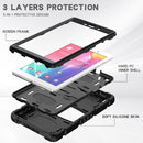 For Samsung Galaxy Tab A8.0 2019 T290 3-Layer Protection Screen Frame + PC + Silicone Shockproof Combination Case with Holder(Black+Black)