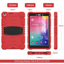 For Samsung Galaxy Tab A8.0 2019 T290 3-Layer Protection Screen Frame + PC + Silicone Shockproof Combination Case with Holder(Red+Black)