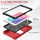 For Samsung Galaxy Tab A8.0 2019 T290 3-Layer Protection Screen Frame + PC + Silicone Shockproof Combination Case with Holder(Red+Black)