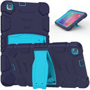 For Samsung Galaxy Tab A8.0 2019 T290 3-Layer Protection Screen Frame + PC + Silicone Shockproof Combination Case with Holder(NavyBlue+Blue)