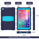 For Samsung Galaxy Tab A8.0 2019 T290 3-Layer Protection Screen Frame + PC + Silicone Shockproof Combination Case with Holder(NavyBlue+Blue)