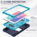 For Samsung Galaxy Tab A8.0 2019 T290 3-Layer Protection Screen Frame + PC + Silicone Shockproof Combination Case with Holder(NavyBlue+Blue)