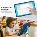 For Samsung Galaxy Tab A8.0 2019 T290 3-Layer Protection Screen Frame + PC + Silicone Shockproof Combination Case with Holder(NavyBlue+Blue)