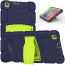 For Samsung Galaxy Tab A8.0 2019 T290 3-Layer Protection Screen Frame + PC + Silicone Shockproof Combination Case with Holder(NavyBlue+Lime)