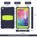 For Samsung Galaxy Tab A8.0 2019 T290 3-Layer Protection Screen Frame + PC + Silicone Shockproof Combination Case with Holder(NavyBlue+Lime)