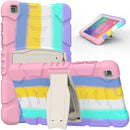 For Samsung Galaxy Tab A8.0 2019 T290 3-Layer Protection Screen Frame + PC + Silicone Shockproof Combination Case with Holder(Colorful Pink)