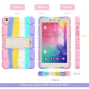 For Samsung Galaxy Tab A8.0 2019 T290 3-Layer Protection Screen Frame + PC + Silicone Shockproof Combination Case with Holder(Colorful Pink)