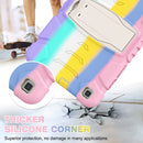 For Samsung Galaxy Tab A8.0 2019 T290 3-Layer Protection Screen Frame + PC + Silicone Shockproof Combination Case with Holder(Colorful Pink)