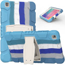 For Samsung Galaxy Tab A8.0 2019 T290 3-Layer Protection Screen Frame + PC + Silicone Shockproof Combination Case with Holder(Colorful Blue)