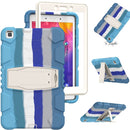 For Samsung Galaxy Tab A8.0 2019 T290 3-Layer Protection Screen Frame + PC + Silicone Shockproof Combination Case with Holder(Colorful Blue)