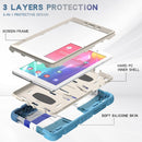 For Samsung Galaxy Tab A8.0 2019 T290 3-Layer Protection Screen Frame + PC + Silicone Shockproof Combination Case with Holder(Colorful Blue)