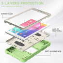 For Samsung Galaxy Tab A8.0 2019 T290 3-Layer Protection Screen Frame + PC + Silicone Shockproof Combination Case with Holder(Matcha Green)